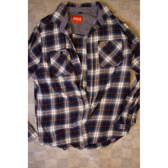 Coleman Other - Coleman Mens Blue Plaid Flannel Button Down Shirt Long Sleeve Large Outdoor